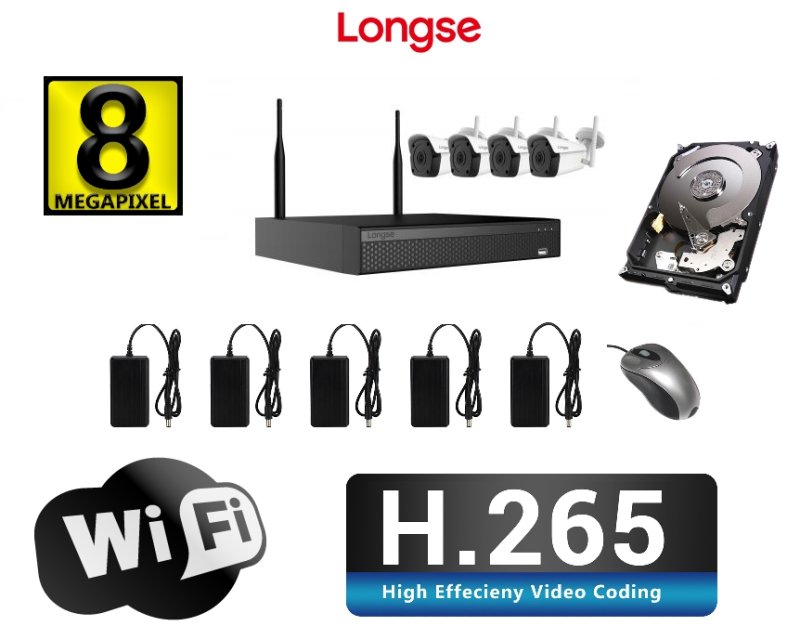 Wifi Kamera Set von 4 IP-Kameras 8Mpx IR 25M Longse